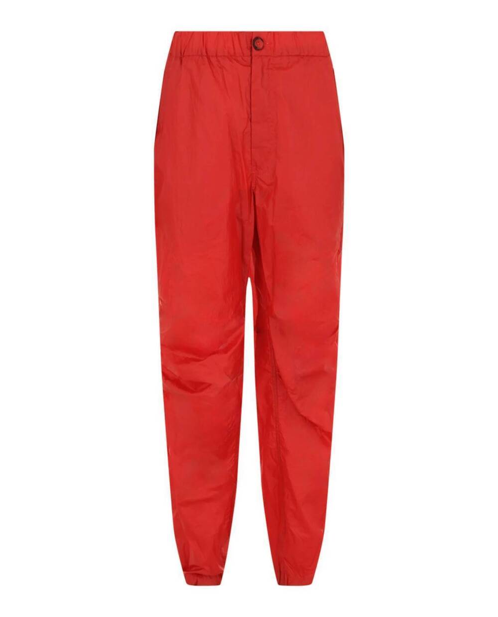 NEW SALVATORE FERRAGAMO women's coated drawstring straight-leg pants in red